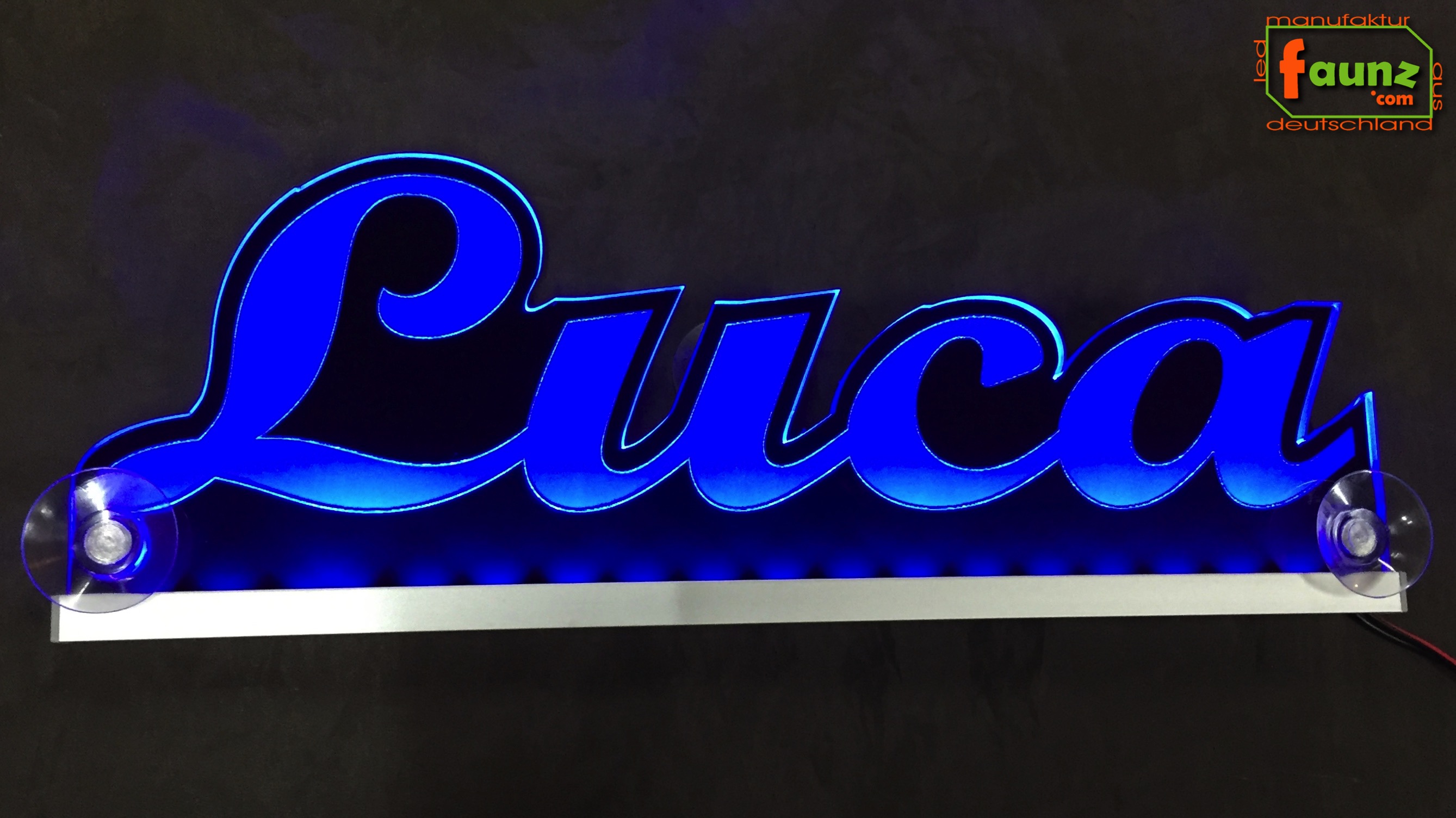 Ihr LED Wunschname Luca Namensschild Leuchtschild Truckerschild als  Konturschnitt